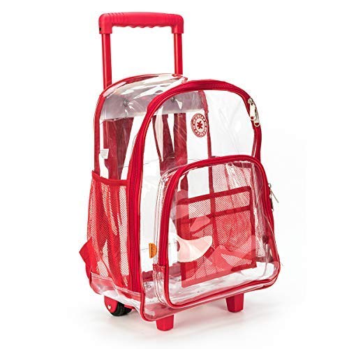 K-Cliffs Rolling Clear School Backpack Heavy Duty See Through with Wheels