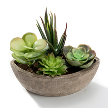 Load image into Gallery viewer, K-Cliffs Realistic Mini  Faux Succulent Plants Arrangement in a Decorative Boat Shape