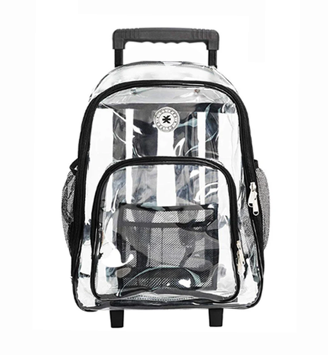 K-Cliffs Rolling Clear School Backpack Heavy Duty See Through with Wheels