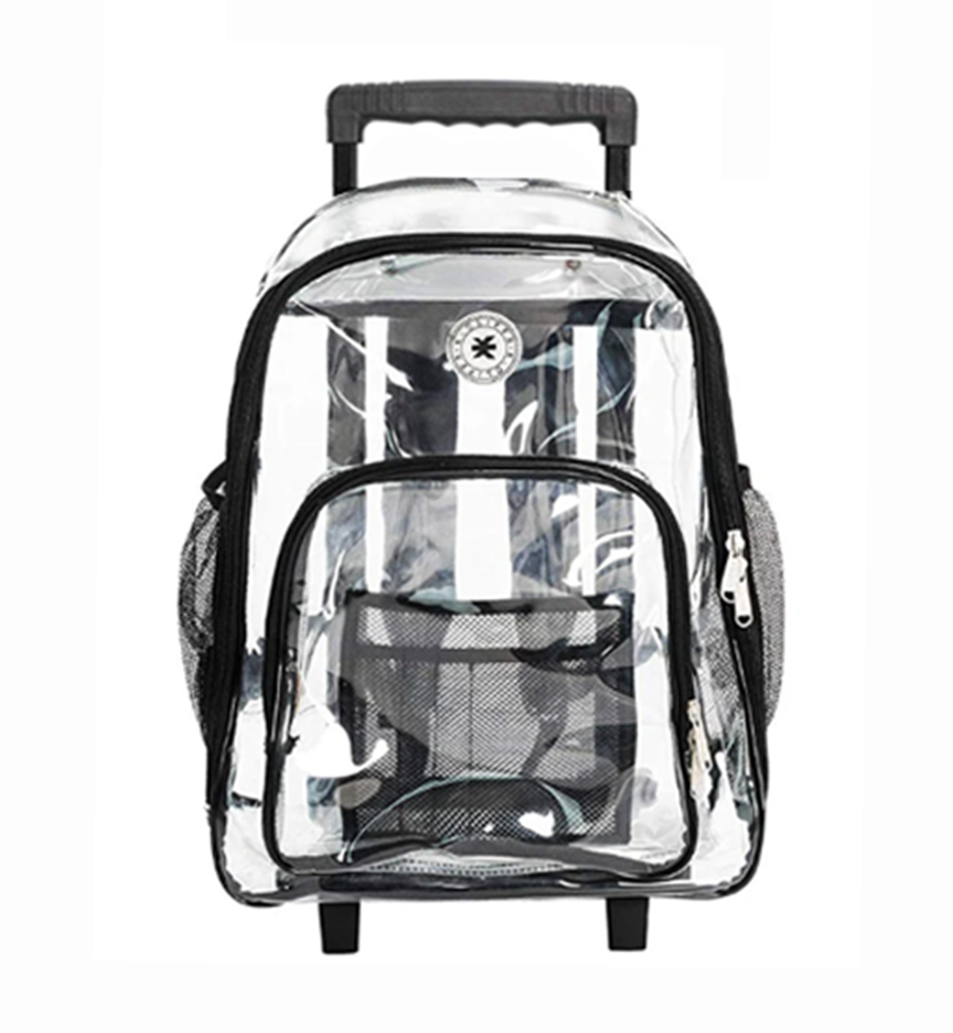 K-Cliffs Rolling Clear School Backpack Heavy Duty See Through with Wheels