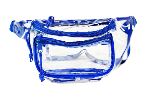 K–Cliffs Clear Anti-Theft 3-Zipper PVC Fanny Pack with colored Trim for Music Festivals & Raves