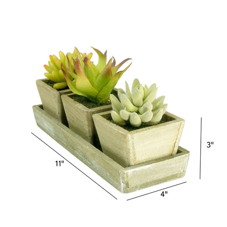 ustic Wooden Faux Realistic Succulent Planter Arrangement Easy Care Cactus Aloe Vera Décor