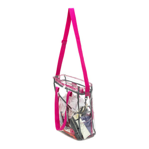 K-Cliffs Clear Tote See Through Messenger Work Bag  Zippered Bookbag with Cell Phone Pouch & Coin Pouch