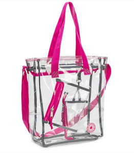 K-Cliffs Clear Tote See Through Messenger Work Bag  Zippered Bookbag with Cell Phone Pouch & Coin Pouch