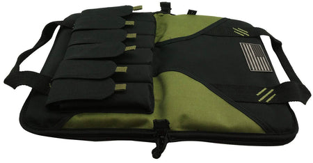 Pistol Case Handgun Storage Bag Memory Foam Lockable Glock Revolver Holster Holder Soft Hand Gun Cases with 6 Magazine Pockets Black Olive Green - k-cliffs