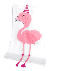 K-Cliffs 3D Flamingo Baby Knit Cotton Crib Throw Blanket Cover Wrap, Unisex