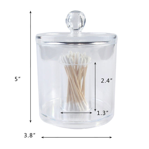 K-Cliffs Acrylic Round  Qtip, Cotton Ball Storage Jar