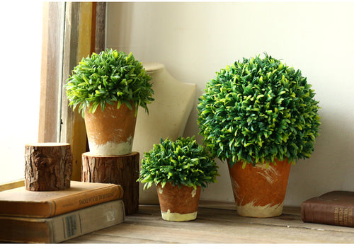 Mini 6.3 inches Artificial Grass Plant Potted for Home Decor