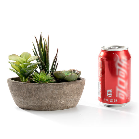 K-Cliffs Realistic Mini  Faux Succulent Plants Arrangement in a Decorative Boat Shape