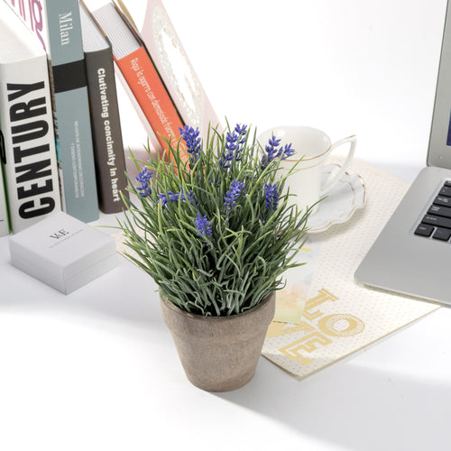 Artificial Provence Grass with Lavender Purple Flowers Plant