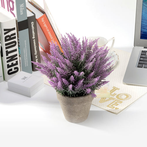 Realistic Mini Faux Provence Lavender Arrangement in Pot