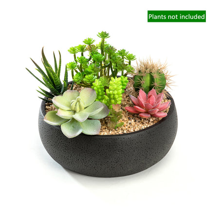 K-Cliffs 8.9 inch Modern Black Round Cement Succulent Planter Pot