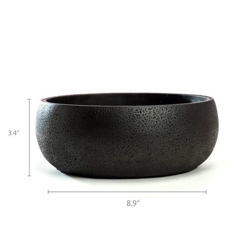 K-Cliffs 8.9 inch Modern Black Round Cement Succulent Planter Pot