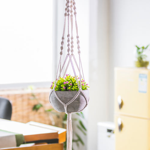 K-Cliffs Home Decor Ceramic Hanging Succulent Pot, with Handmade Weave for Succulants