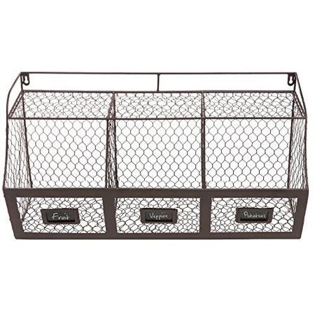 K-Cliffs 3 Wire Storage Compartment Basket Rack Metal, Produce, Storage Bins