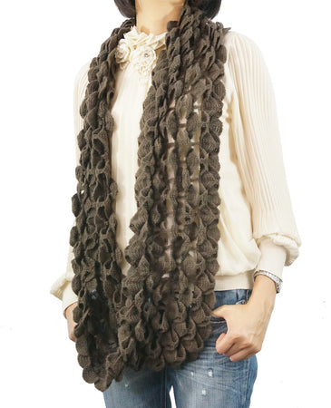 K-Cliffs Hand Knitted Soft Ruffle Loop Infinity Scarf