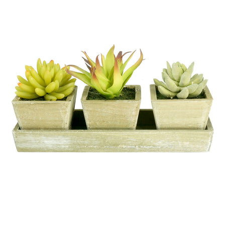 K-Cliffs Faux Rustic Wooden  Succulent Planter Arrangement