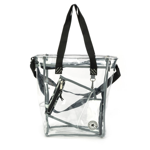 K-Cliffs Clear Tote See Through Messenger Work Bag  Zippered Bookbag with Cell Phone Pouch & Coin Pouch