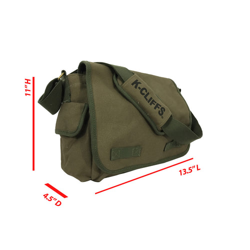 K-Cliffs Vintage Heavy Duty Canvas Messenger Bag  Military Laptop Ipad Shoulder Travel Book Bag