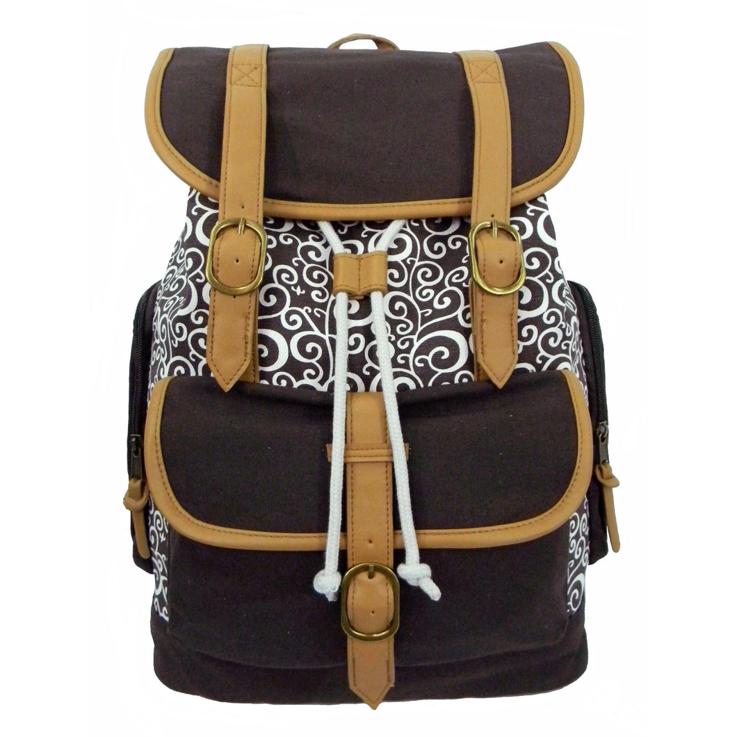 K-Cliffs Printed Laptop Backpack Canvas Student Bookbag Travel Tablet Daypack